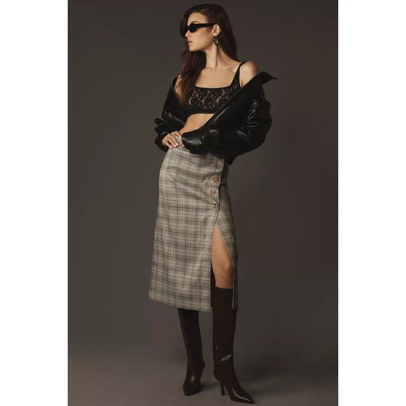 ✨ NEW Anthropologie | Porridge Button-Side Midi Skirt – Size XL ✨ - Picture 1 of 8